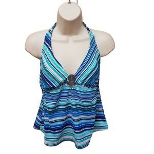 Womens Medium Tankini Swimming Suit Top Padded back Tie Adjustable Top Only M